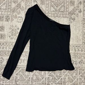 Lulus One Shoulder Long Sleeve Top - Black